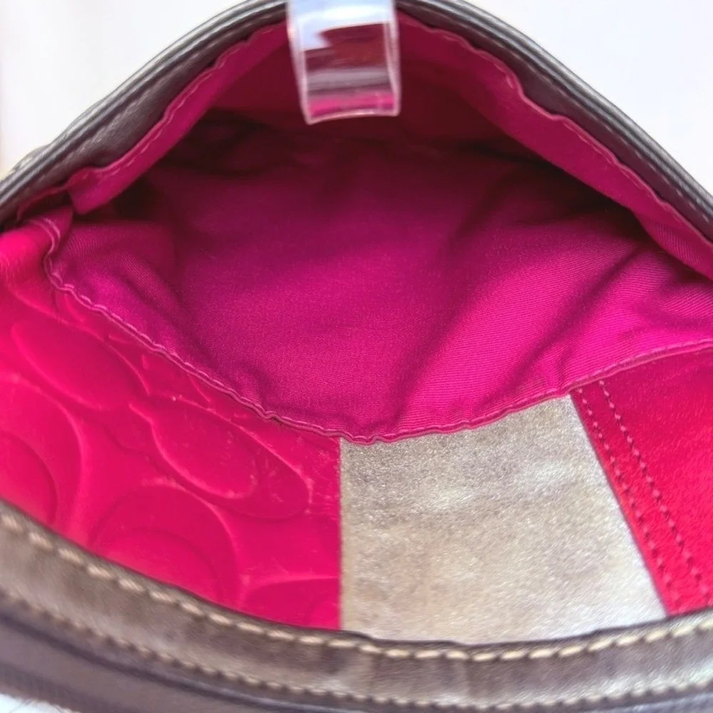 Vintage Y2K COACH Patchwork Pink Silver‎ Crossbody Monogram 2 Hang Tags Festival